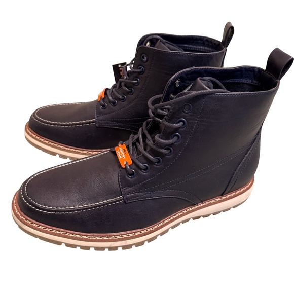 Hawke & Co Women’s 9.5 Black Leather Lace-Up Boots | Grunge Biker Core | NWT - Picture 3 of 10